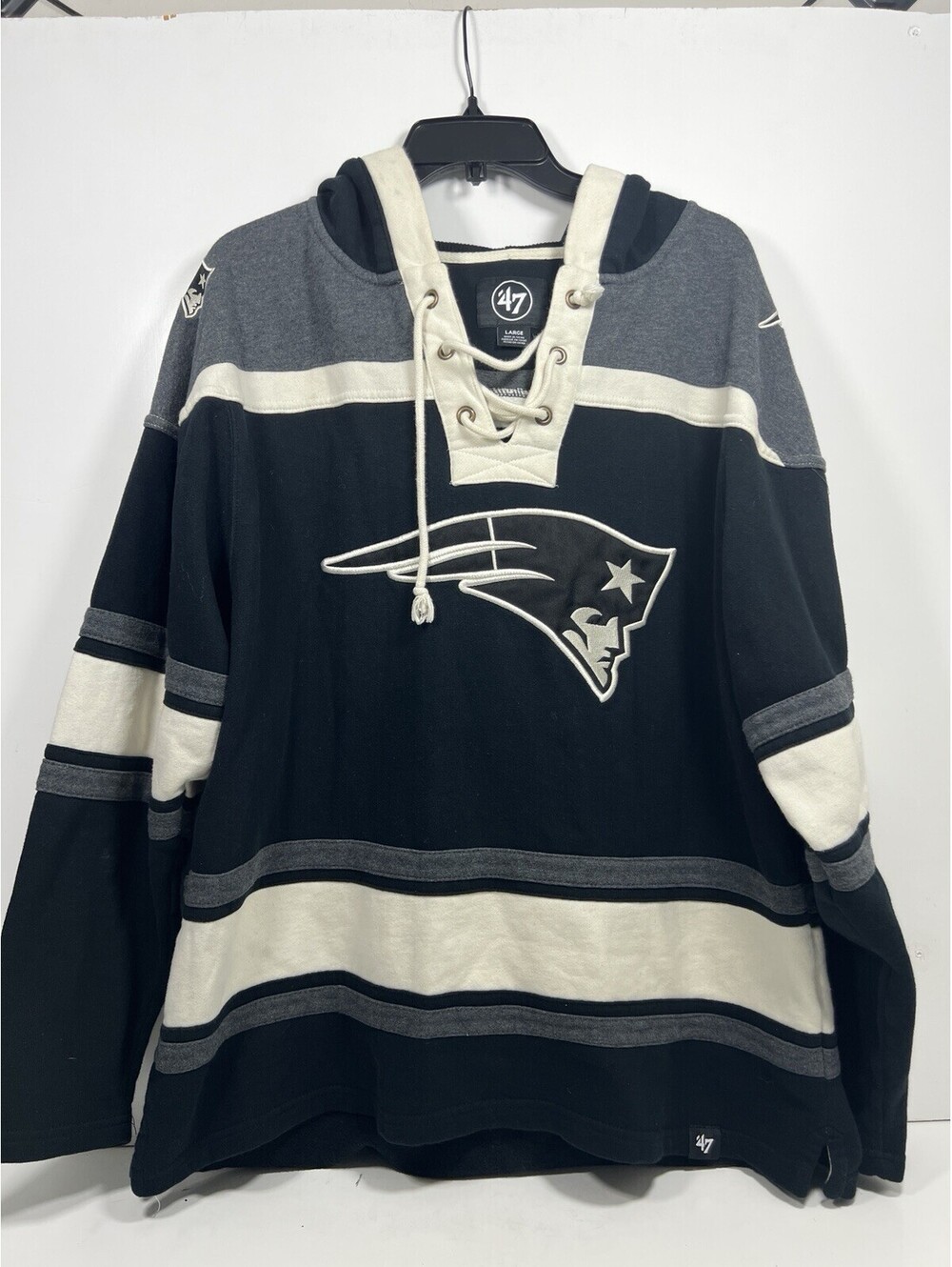 New England Patriots ‘47 Brand Superior Laced Hockey Pullover Hoodie Men Sz L